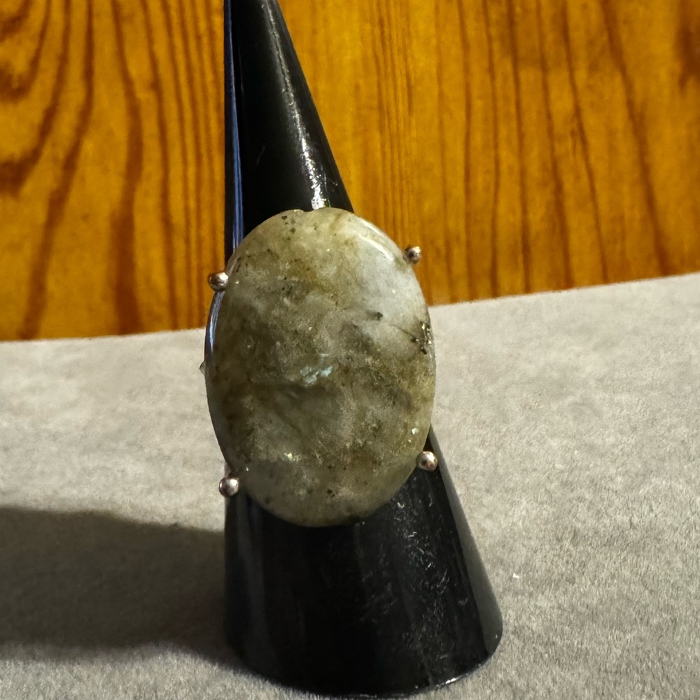 Labradorite Adjustable, Silver Tone Ring - image 2